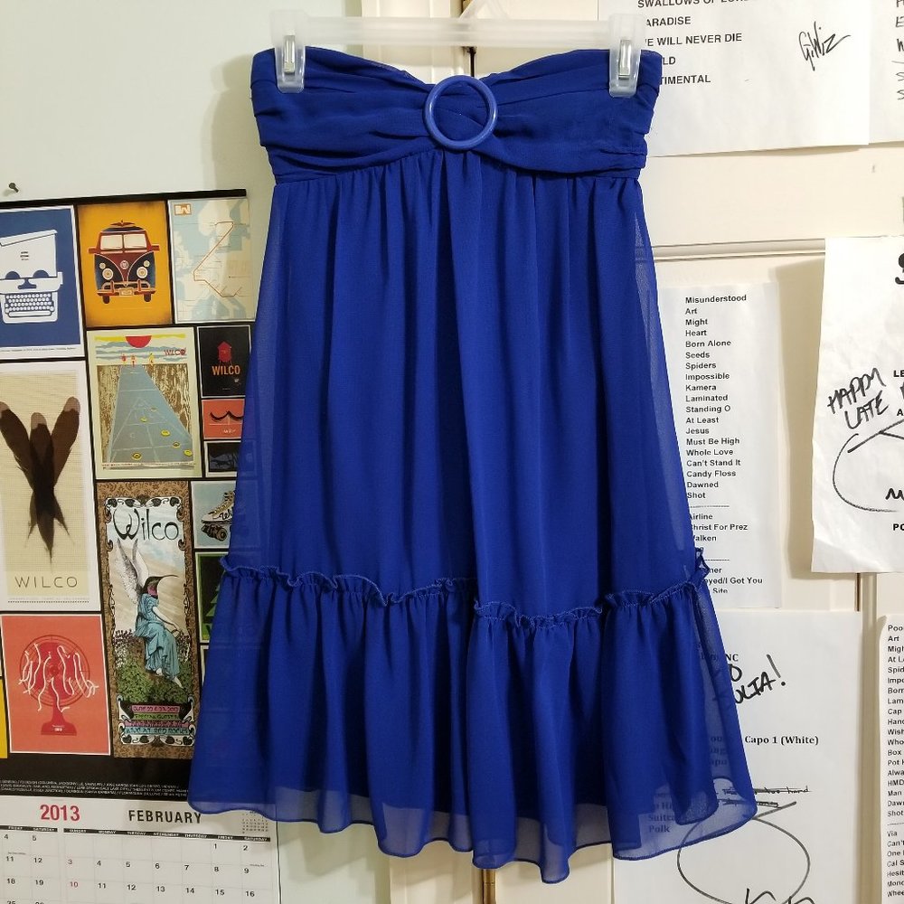 Johnny Martin dress 1 strapless chiffon lined formal mini tie back